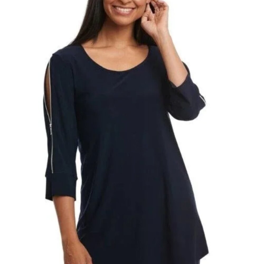 Compli K Zipper Sleeve Tunic Size Medium Navy